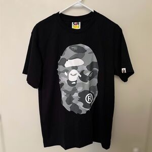 Bape Honeycomb Camo Big Ape Head Tee Black Grey Men